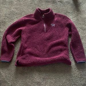 PINK burgundy fuzzy quarter zip